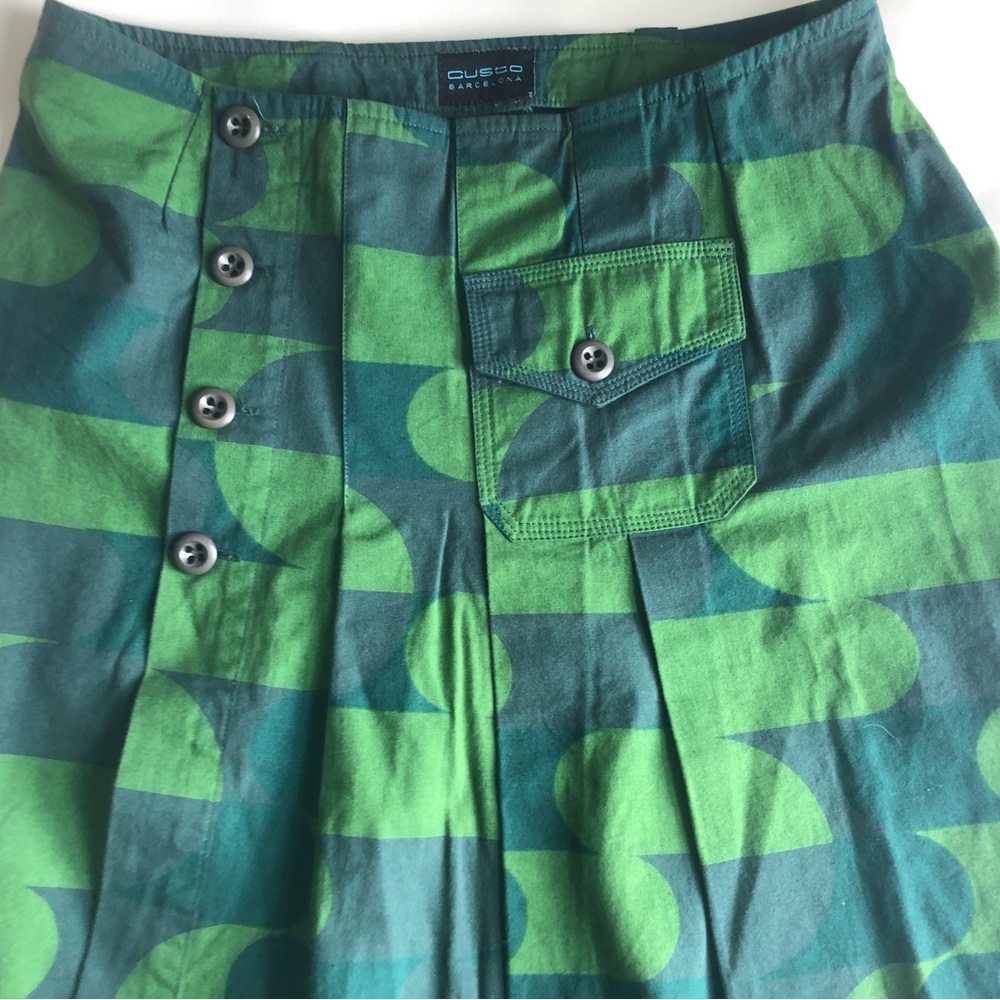 Custo Barcelona Green Pleated Skirt Size 4 - Picture 2 of 9